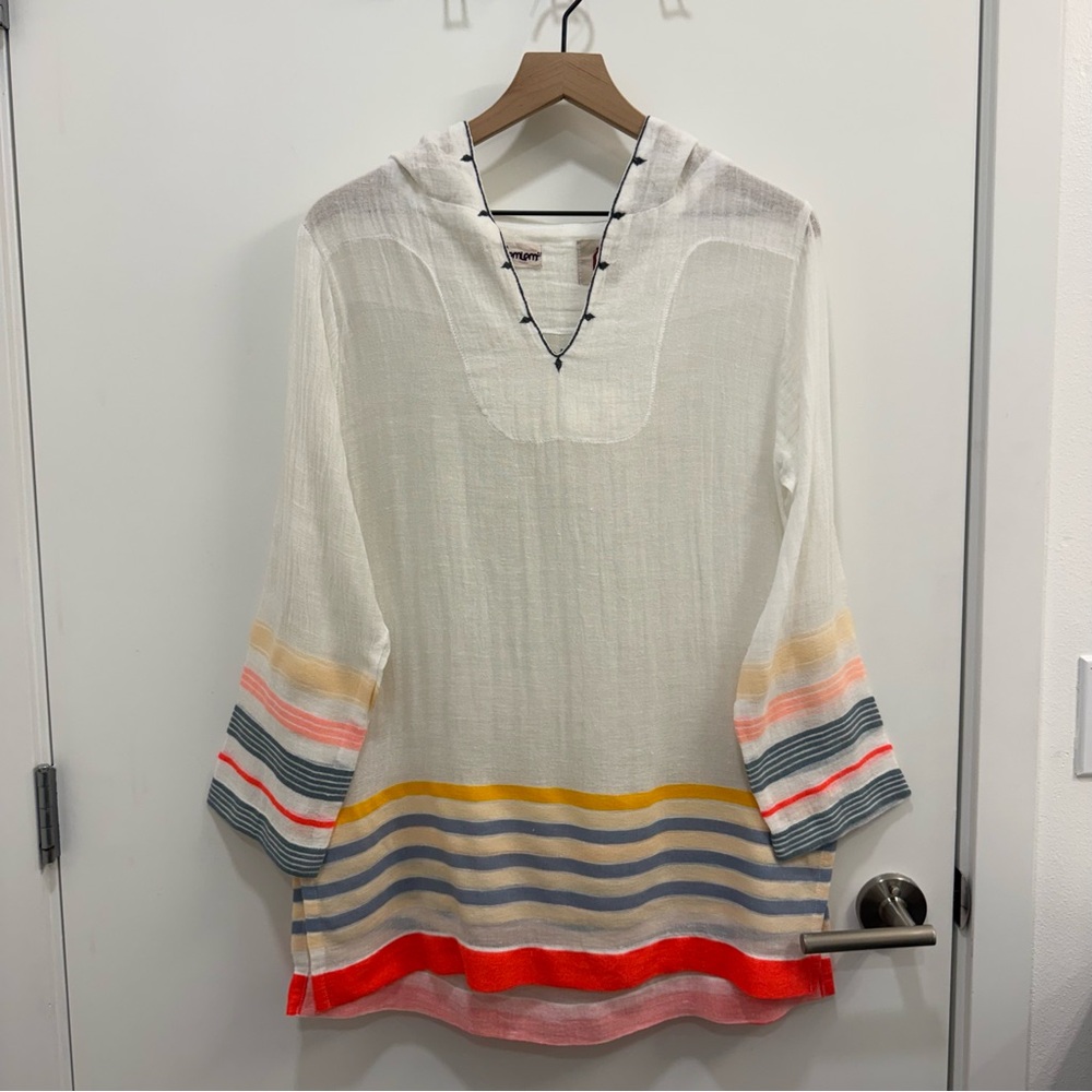 Lemlem Vibrant Striped gauze cotton bikini cover up Tunic size small colorful - Picture 2 of 13